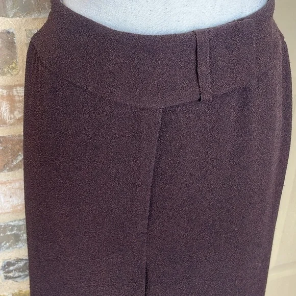 ALFANI 90’s Y2K Burgundy Wine Puddle Length Boucle Slubbed Texture Trousers Sz 8 - Picture 3 of 10
